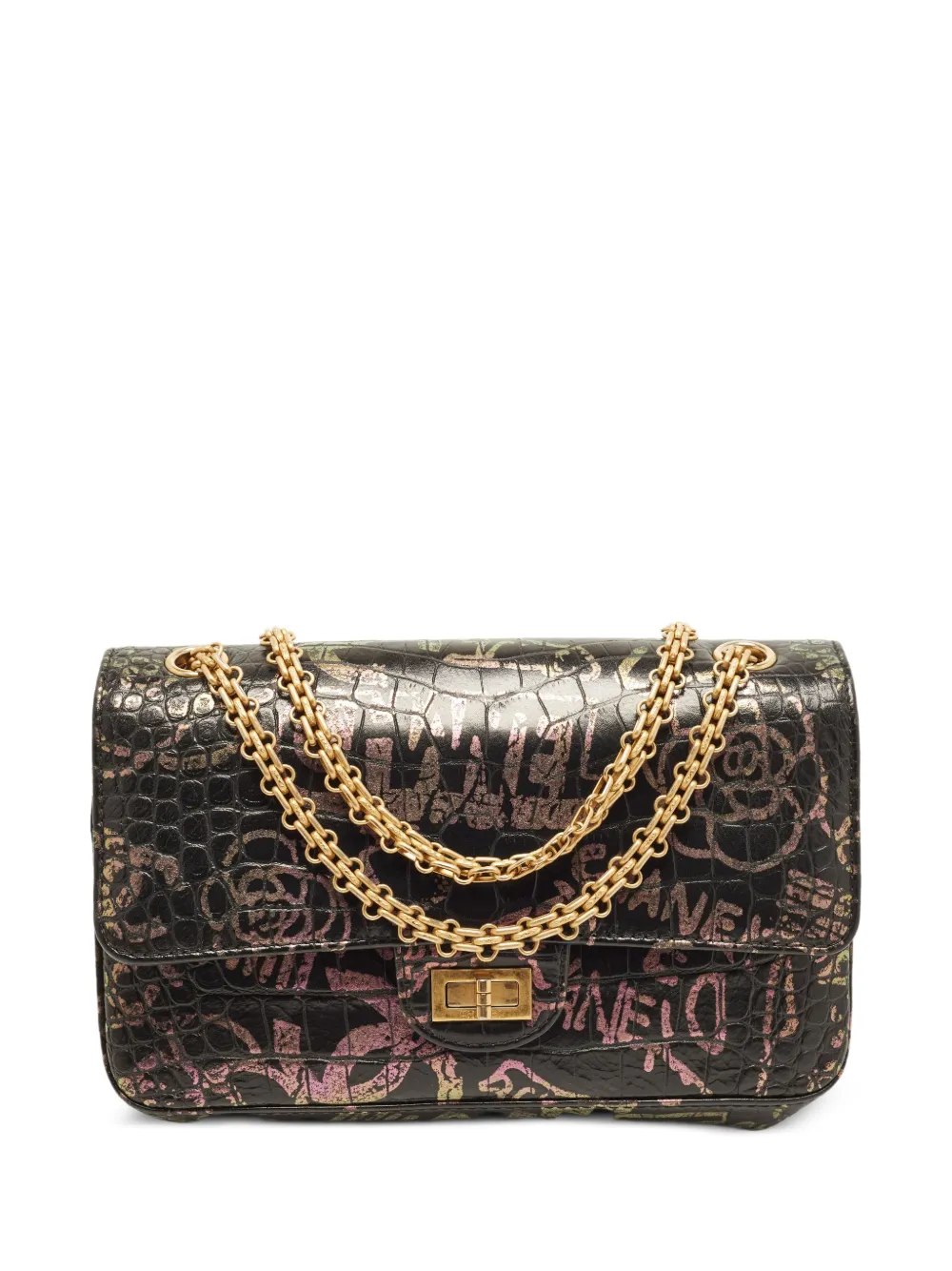 CHANEL Pre-Owned 2019-2020 Reissue 2.55 graffiti-print shoulder bag - Nero