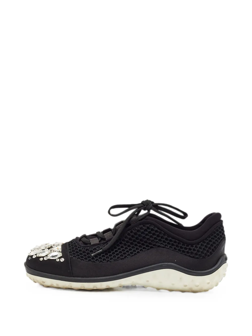 Miu Miu Pre-Owned crystal-embellished mesh sneakers - Schwarz