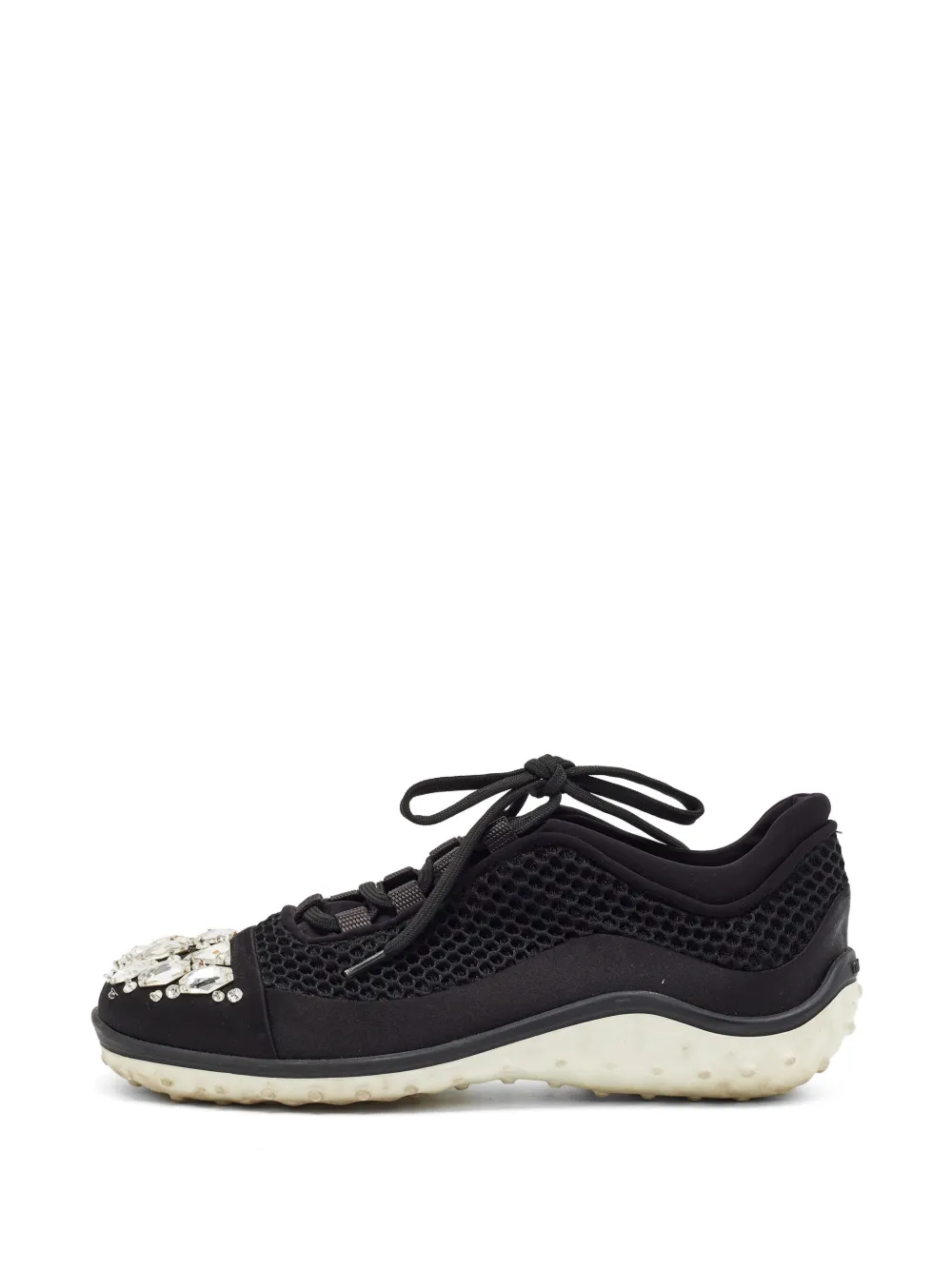 Miu Miu Pre-Owned crystal-embellished mesh sneakers - Schwarz