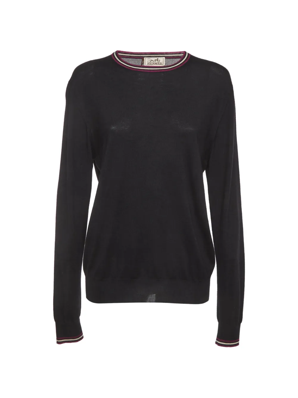 Hermès Pre-Owned Contrast-trim knit sweater - Schwarz