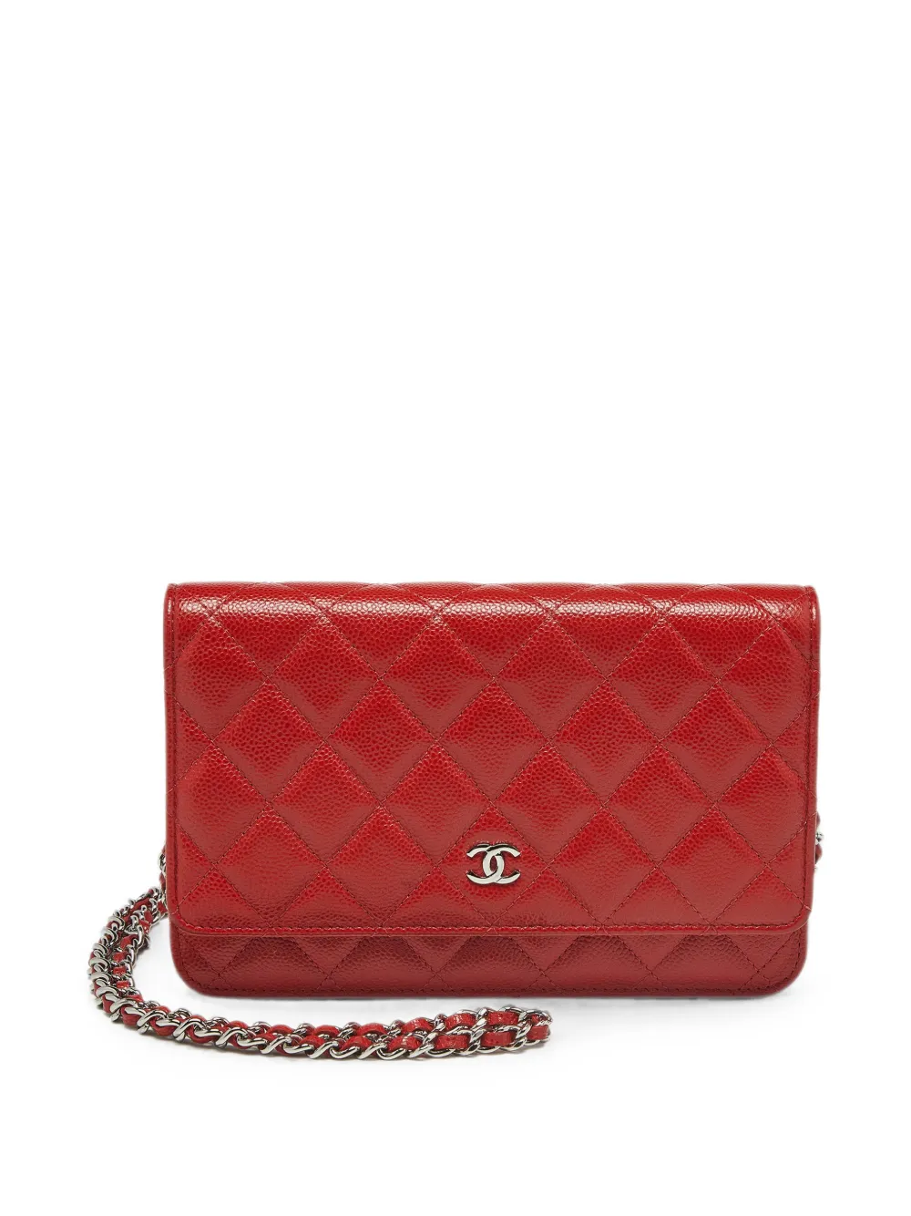 CHANEL Pre-Owned 2020-2021 Classic diamond-quilted wallet on chain bag - Rot