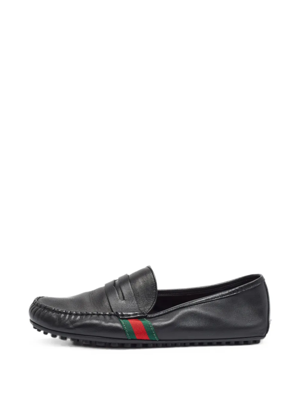 Gucci Pre-Owned Driver Web-stripe loafers - Schwarz