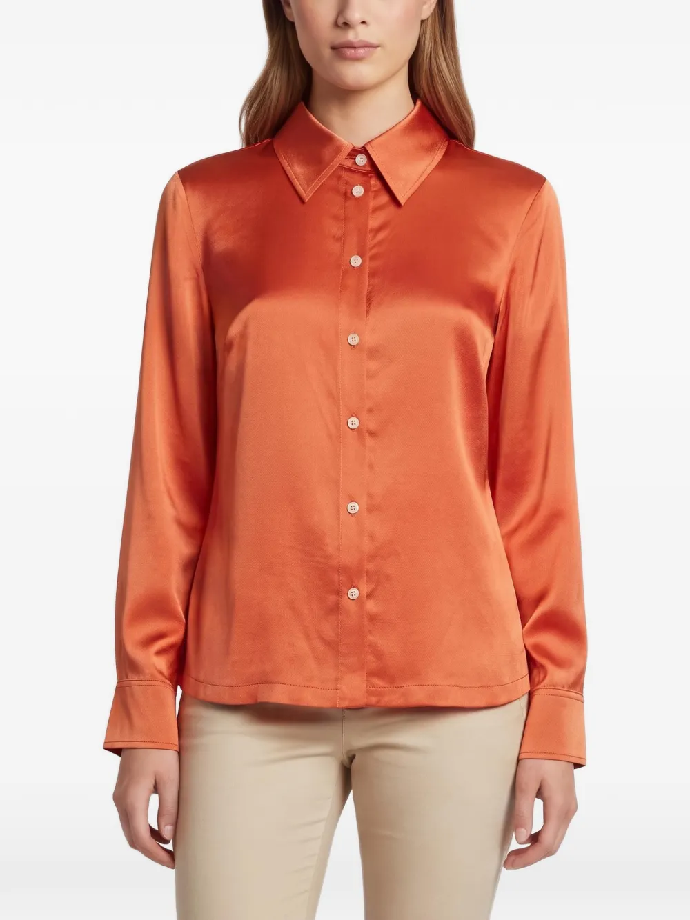 DVF Diane von Furstenberg button-front satin shirt - Orange