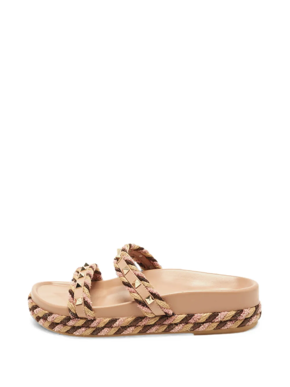 Valentino Garavani Pre-Owned Rockstud Torchon flat sandals - Nude