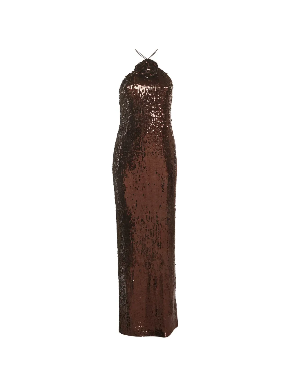 Magda Butrym robe longue ornée de sequins à dos-nu - Marron