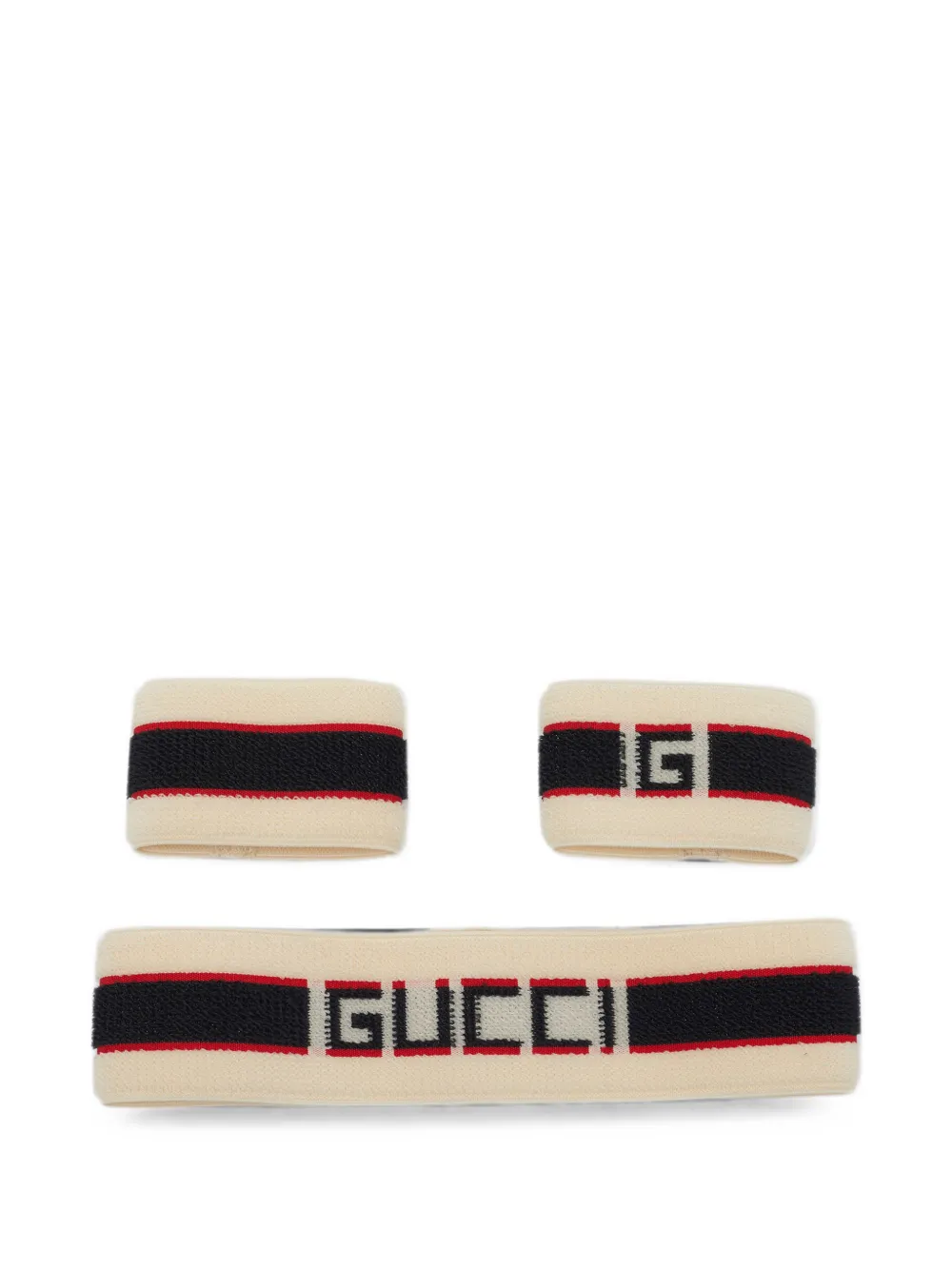 Gucci Pre-Owned Web striped terry headband wristbands set - Toni neutri