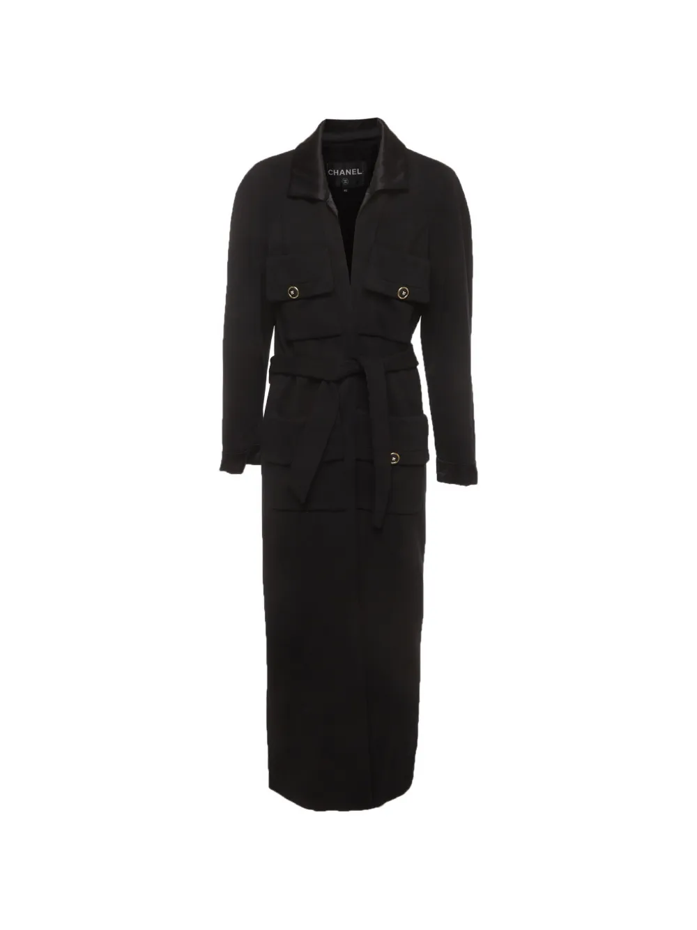 CHANEL Pre-Owned belted long-sleeve coat - Schwarz