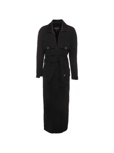 CHANEL Pre-Owned belted long-sleeve coat