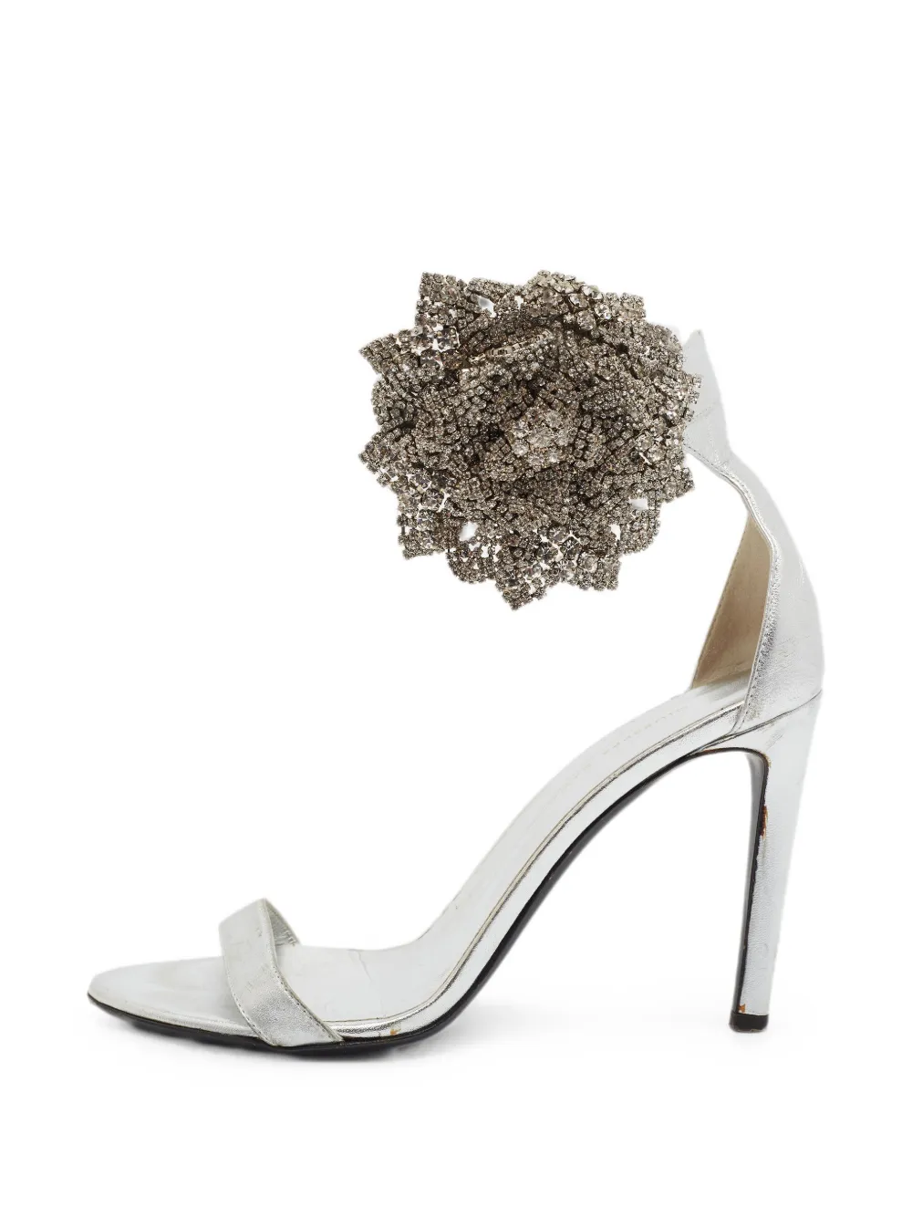 Giuseppe Zanotti Vintage flower-embellished ankle-strap sandals - Silber
