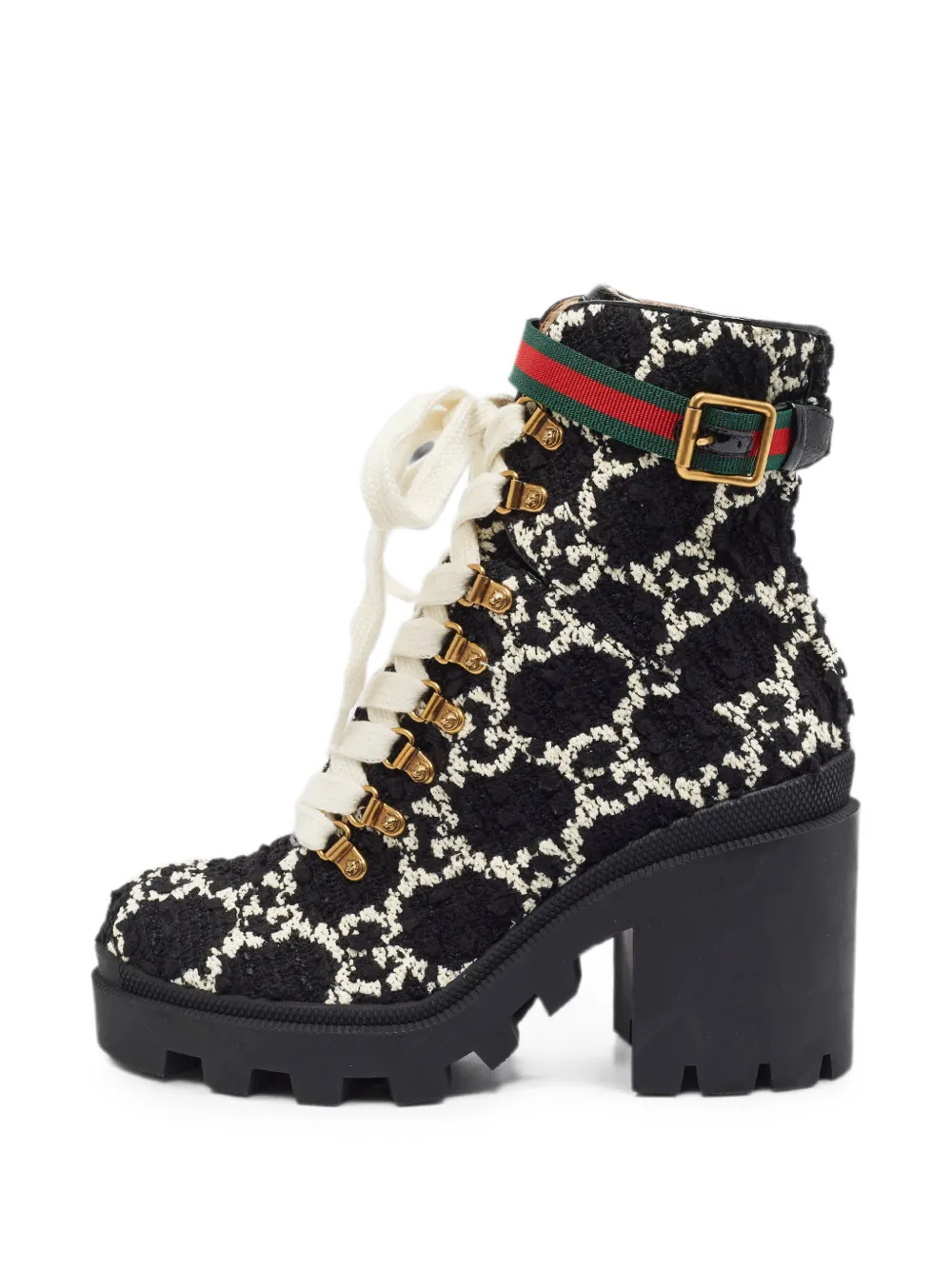 Gucci Pre-Owned Trip tweed combat boots - Schwarz