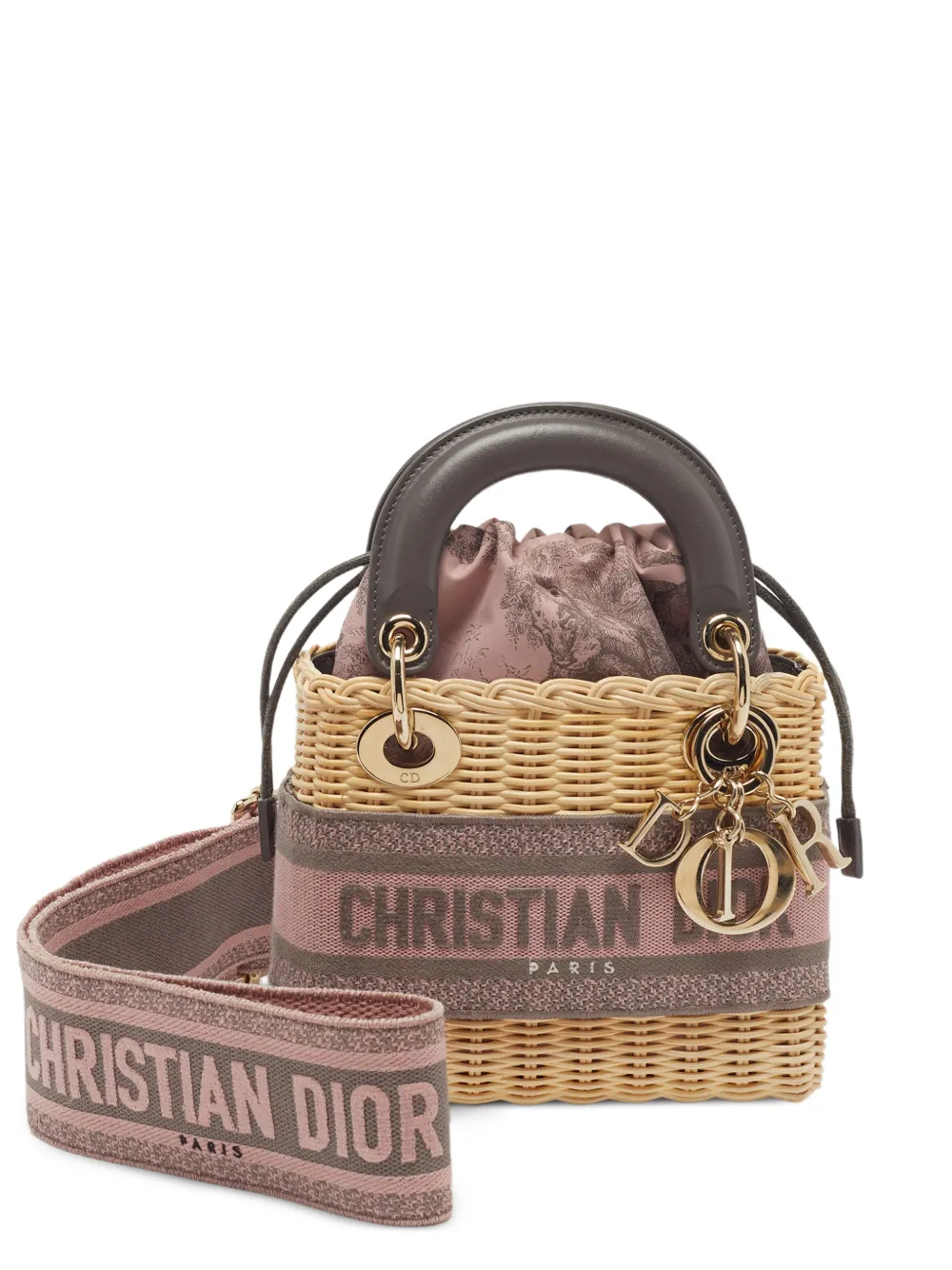 Christian Dior Pre-Owned mini sac à main Lady Dior en osier (2023) - Tons neutres