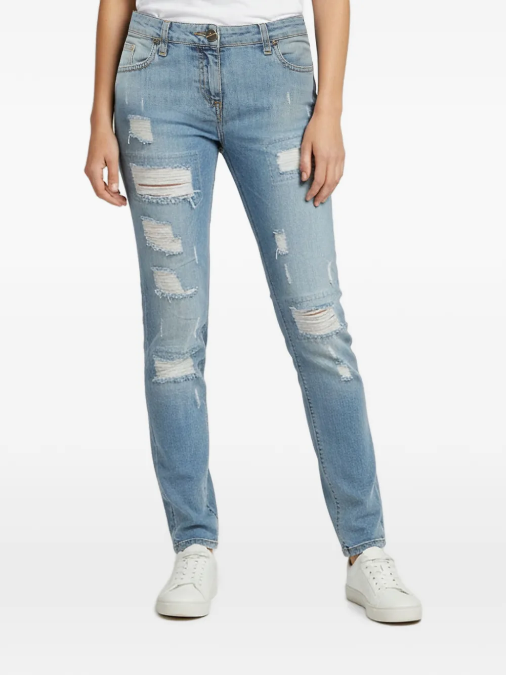 Elisabetta Franchi distressed-details jeans - Blau