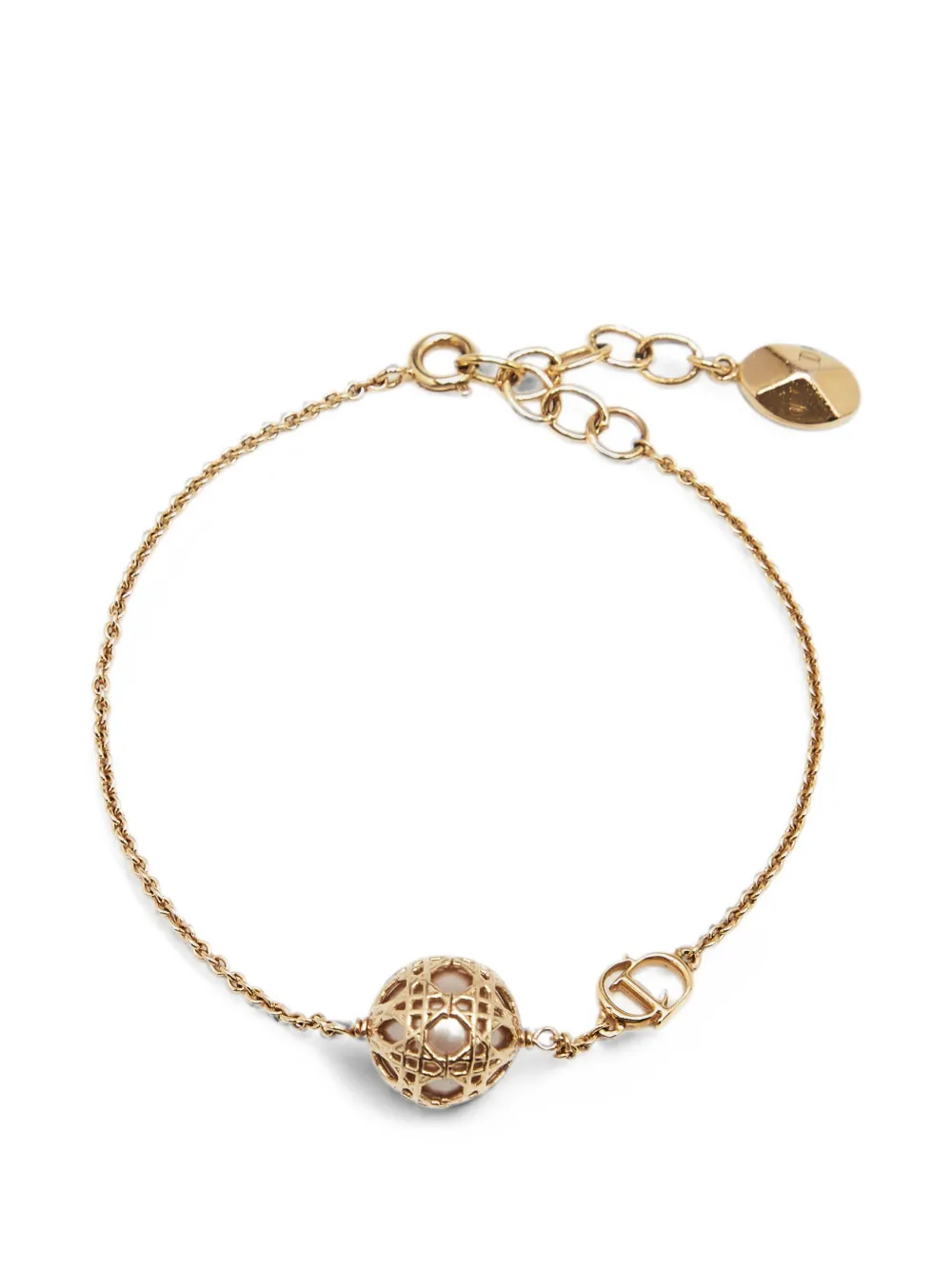 Christian Dior Pre-Owned Secret Cannage faux pearl bracelet - Gold