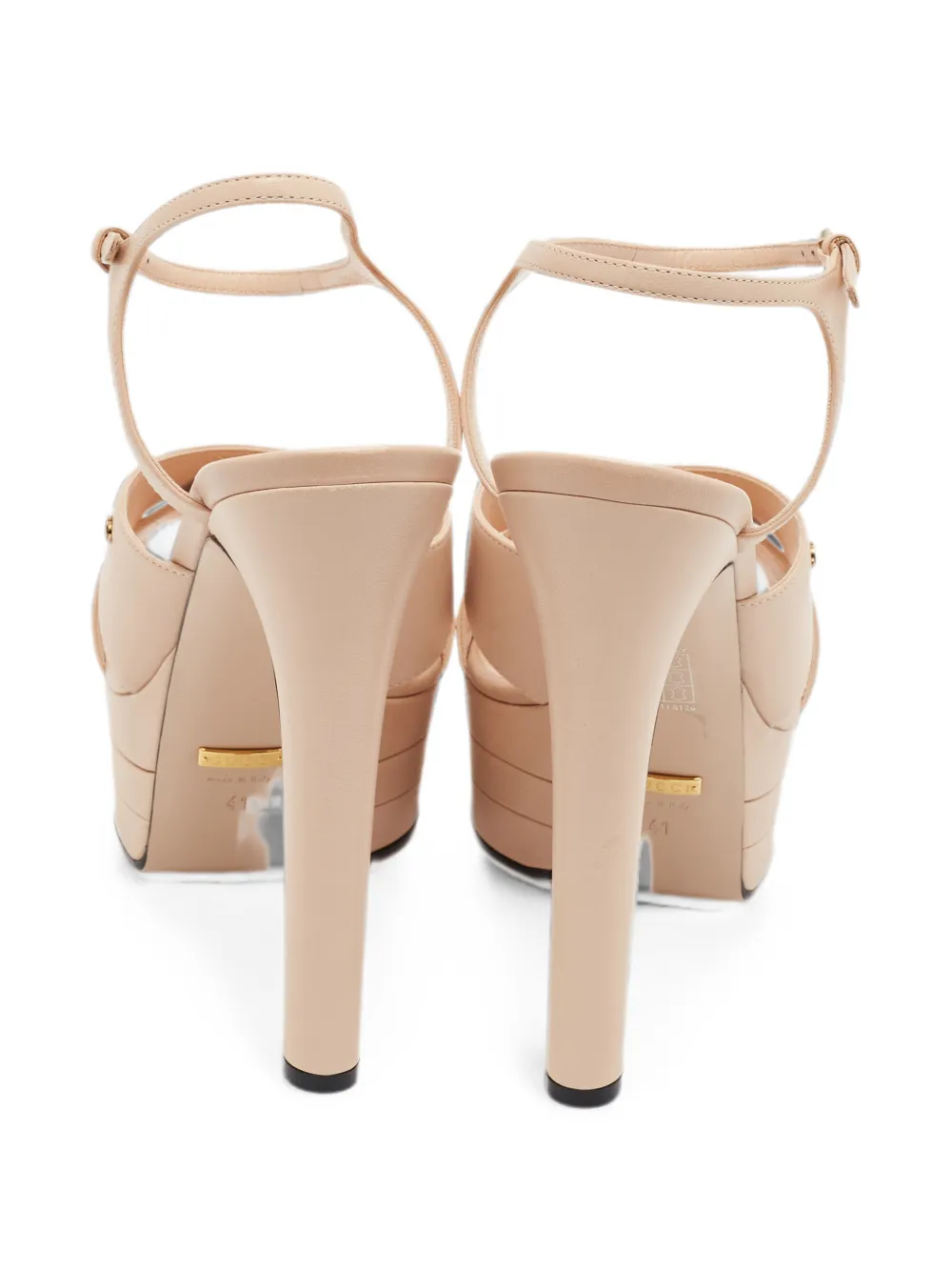 Gucci Pre-Owned Angel leather platform sandals Beige