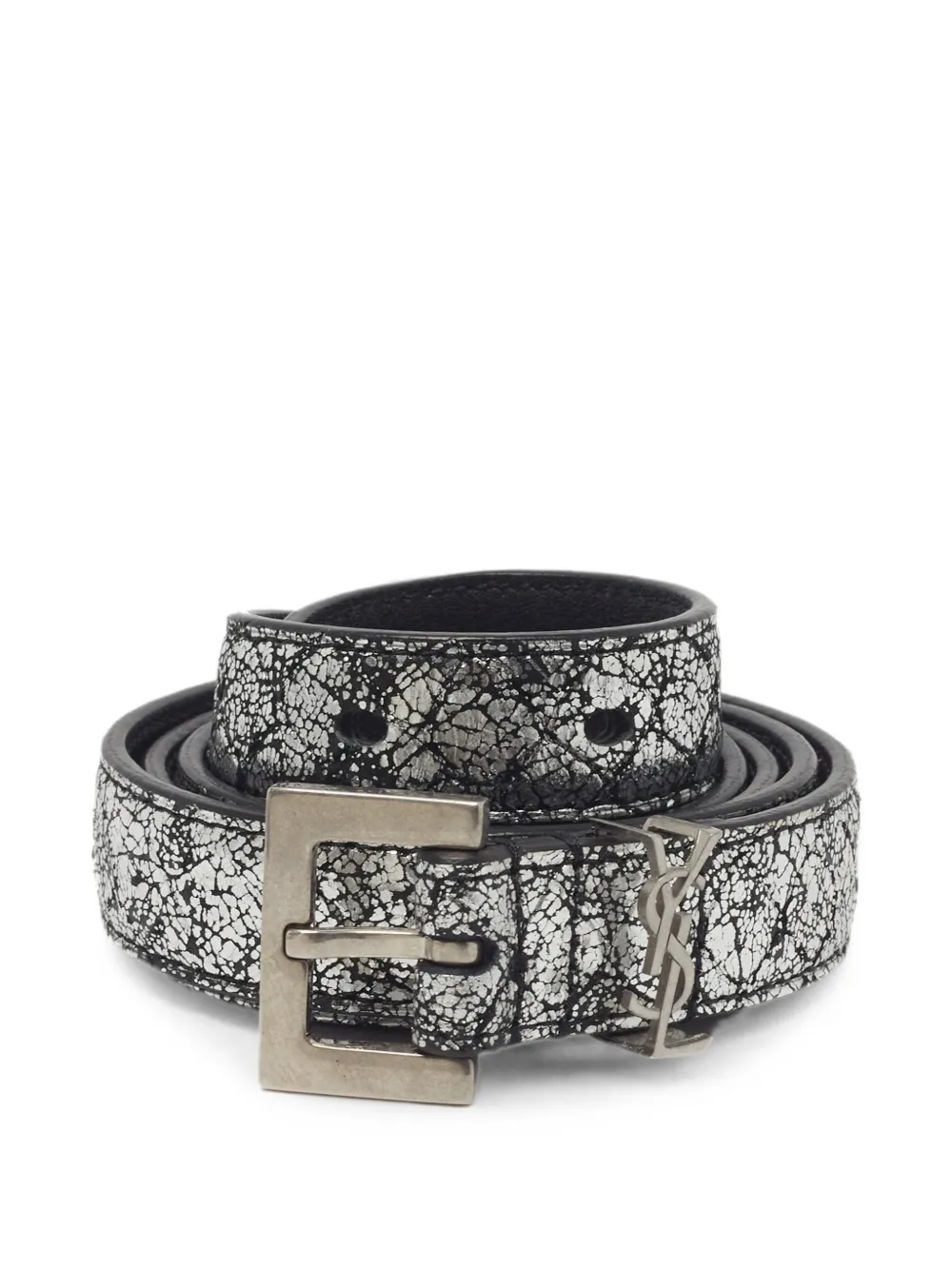 Saint Laurent Pre-Owned 2019 Cassandre crackle-effect belt - Silber