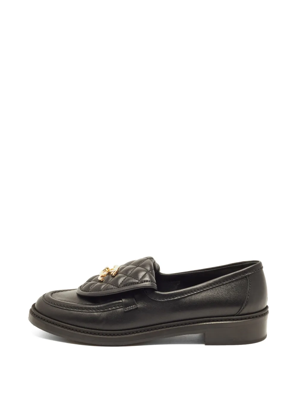 CHANEL Pre-Owned mocassins CC à matelassage losange - Noir