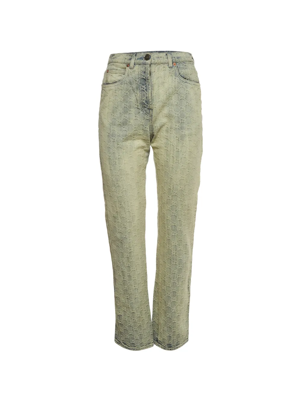 Gucci Pre-Owned GG jacquard straight-leg jeans - Blu
