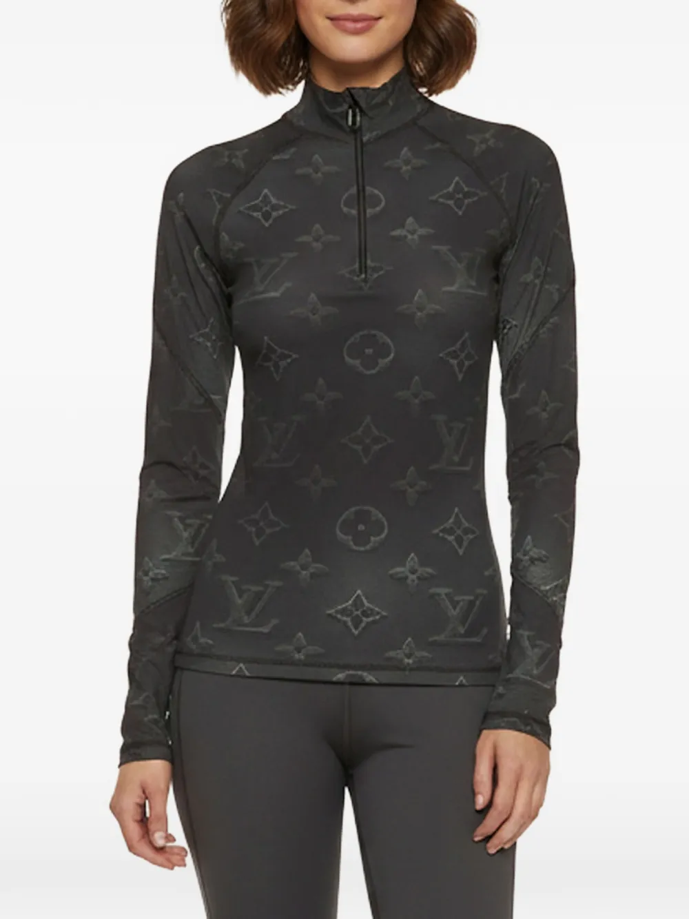 Louis Vuitton Pre-Owned Monogram print half-zip top - Nero