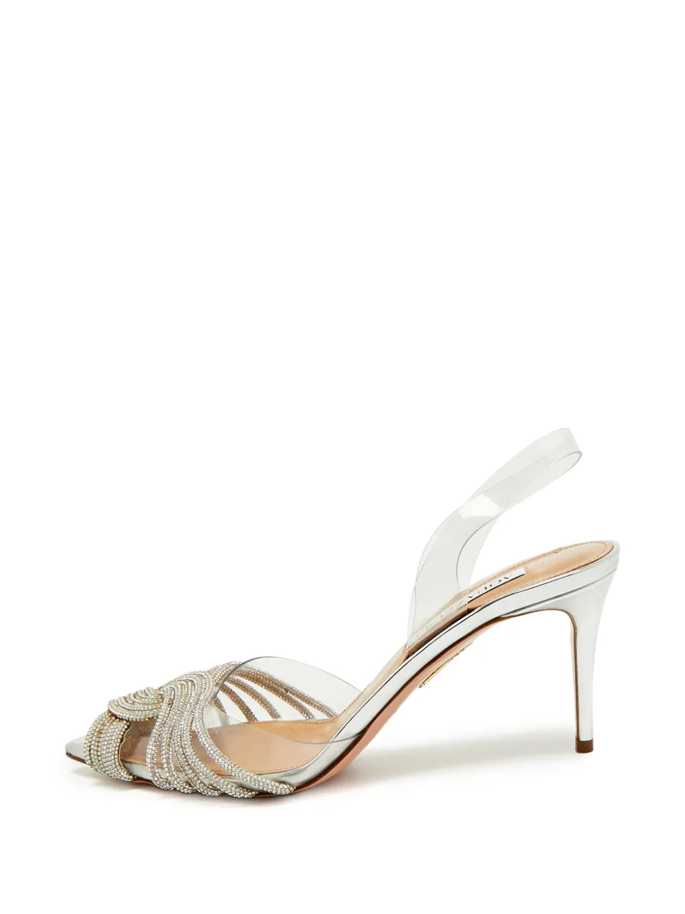 Aquazzura Gatsby crystal-embellished slingback pumps - Argento