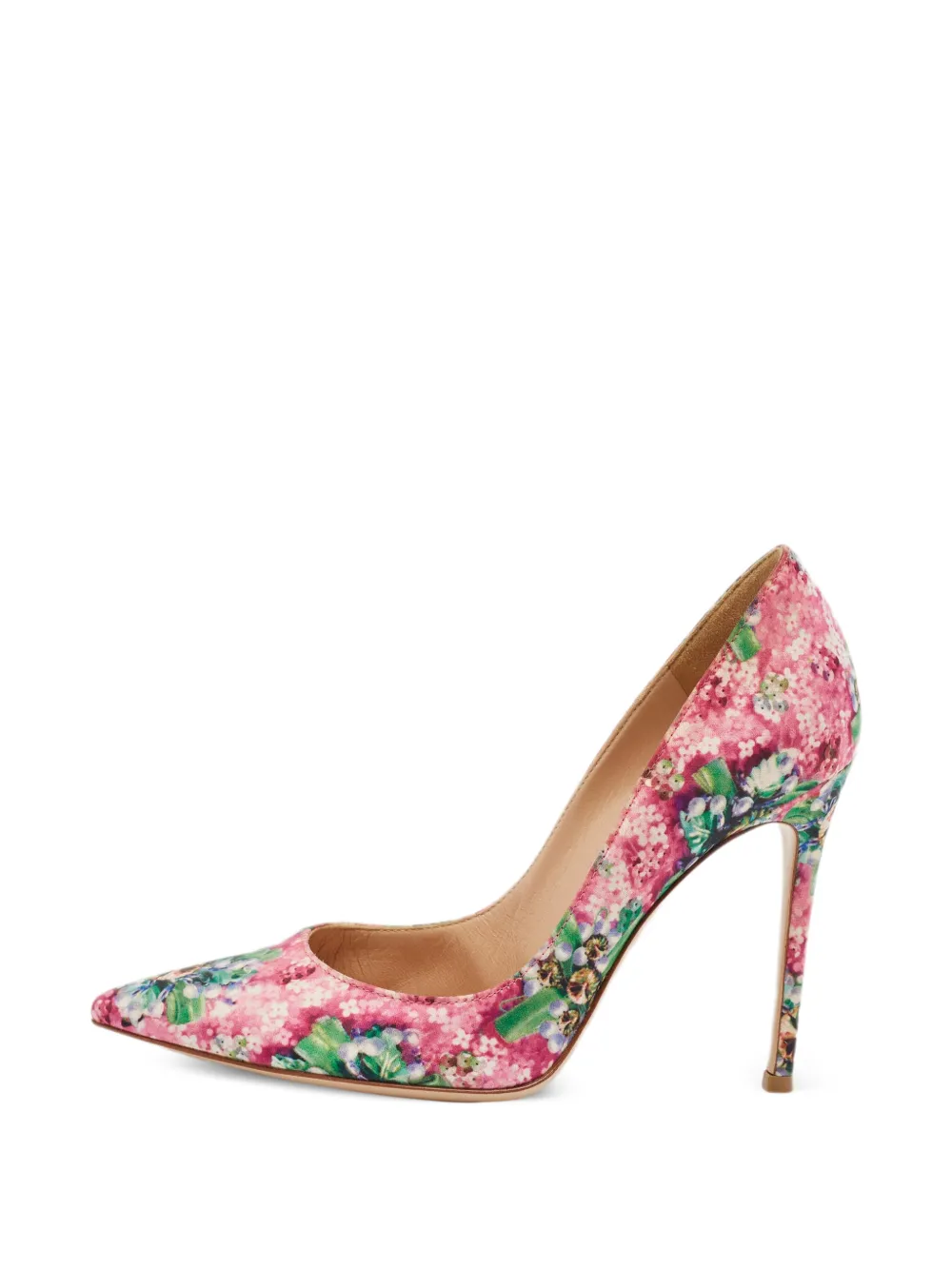Gianvito Rossi floral-print pointed-toe pumps - Rosa