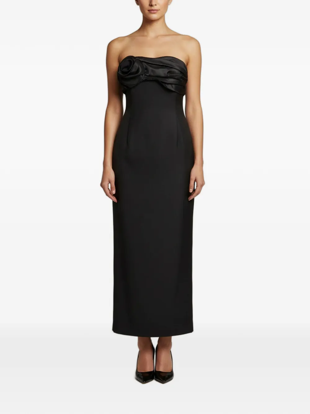 Magda Butrym strapless rose-detail midi dress - Nero