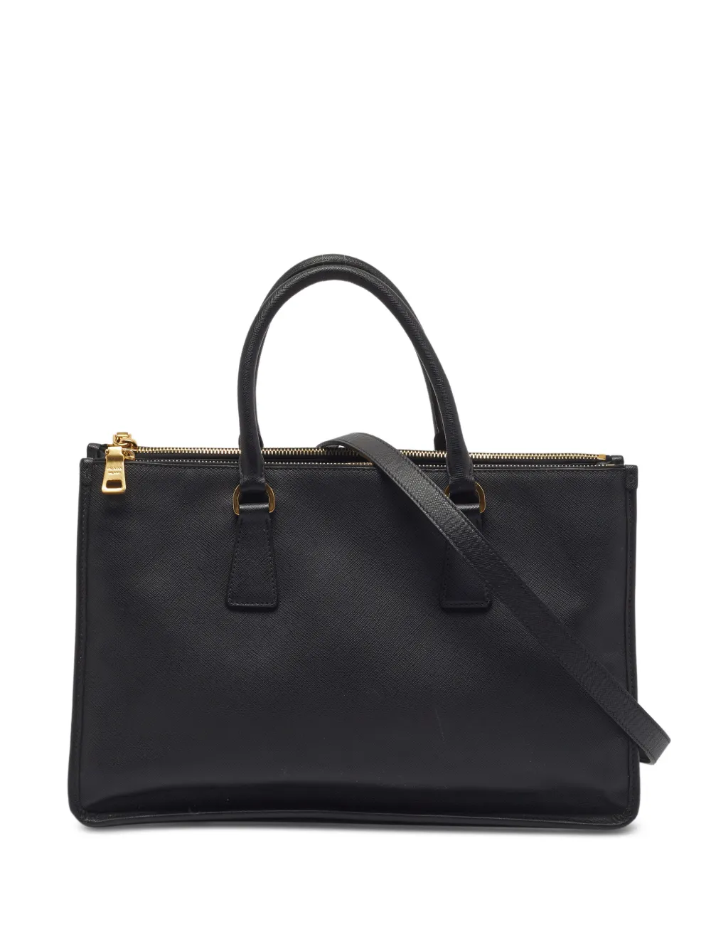 Prada Pre-Owned sac à main zippé à plaque logo - Noir Prada Pre-Owned sac à main zippé à plaque logo - Noir