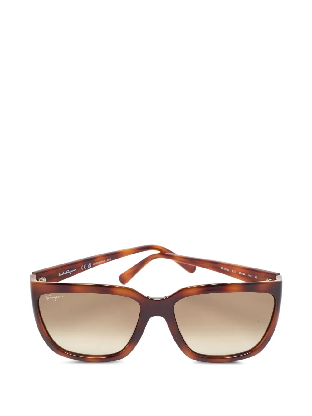 Ferragamo Pre-Owned logo-lettering tortoiseshell-effect sunglasses - Marrone