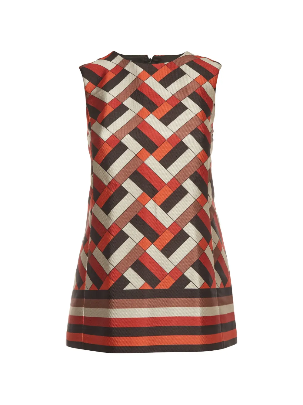 Carolina Herrera Vintage geometric-print mini dress - Marrone