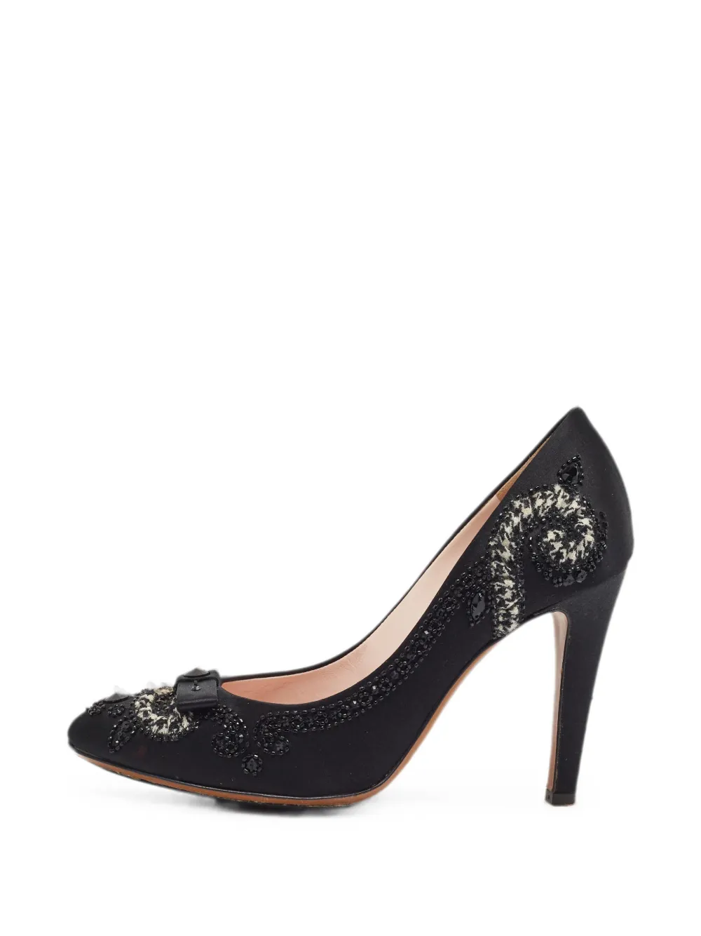 Moschino Pre-Owned Embellished satin heeled pumps - Schwarz
