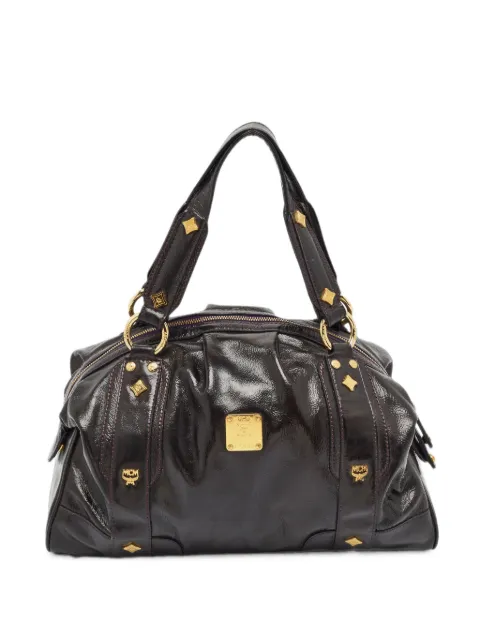 MCM Pre-Owned studded patent leather satchel bag