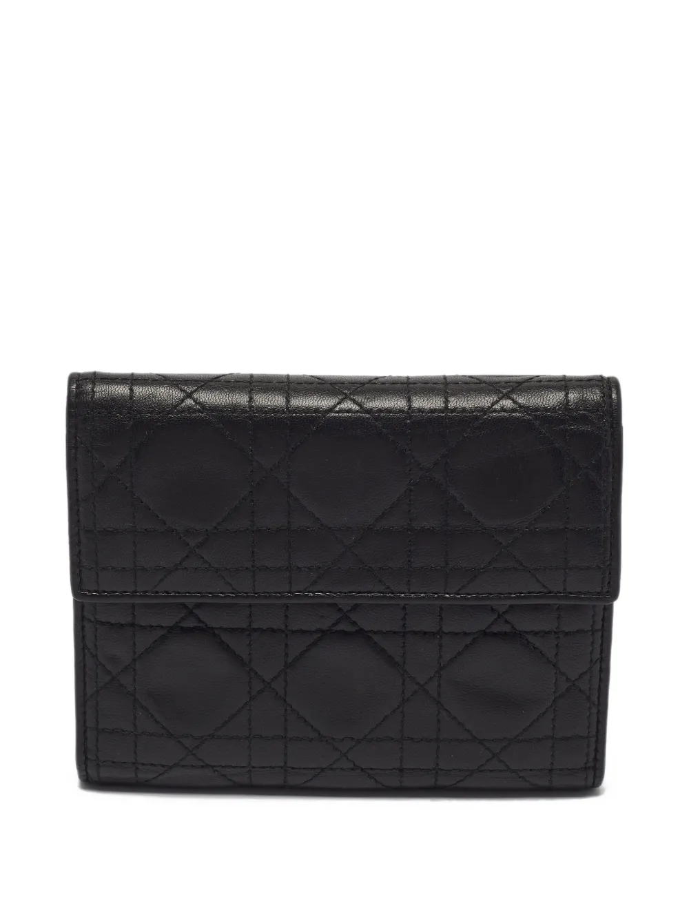 Pre-owned Dior Cannage Leather Agenda Cover In Black