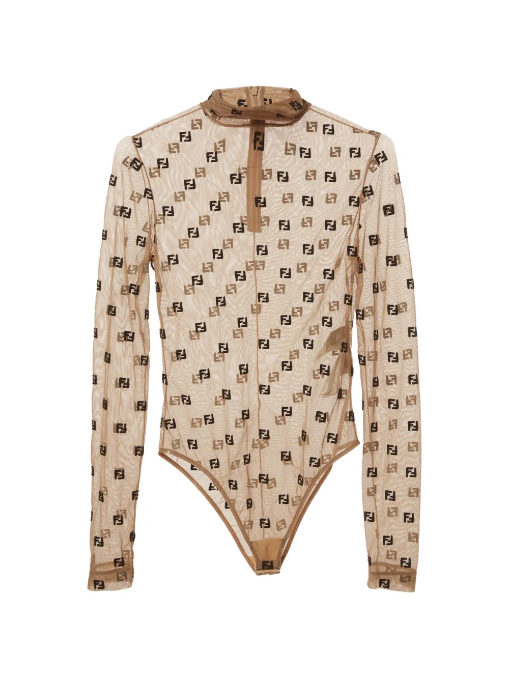 Fendi Pre-Owned FF embroidered tulle bodysuit - Toni neutri