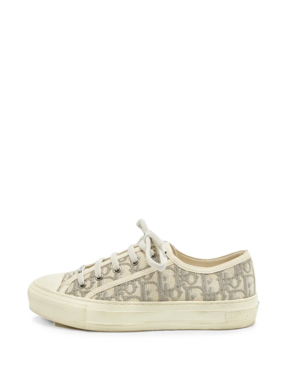 Pre-owned Dior Walk'n' Oblique Jacquard Sneakers In White