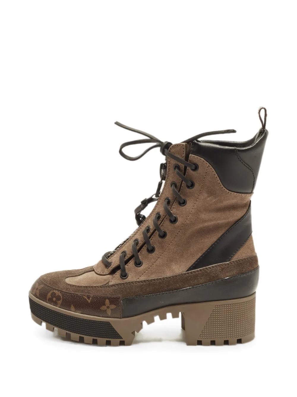 Louis Vuitton Pre-Owned Laureate lace-up combat boots - Braun