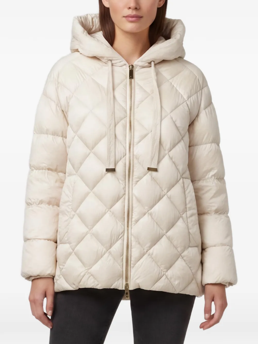Max Mara zip-up quilted down jacket - Toni neutri