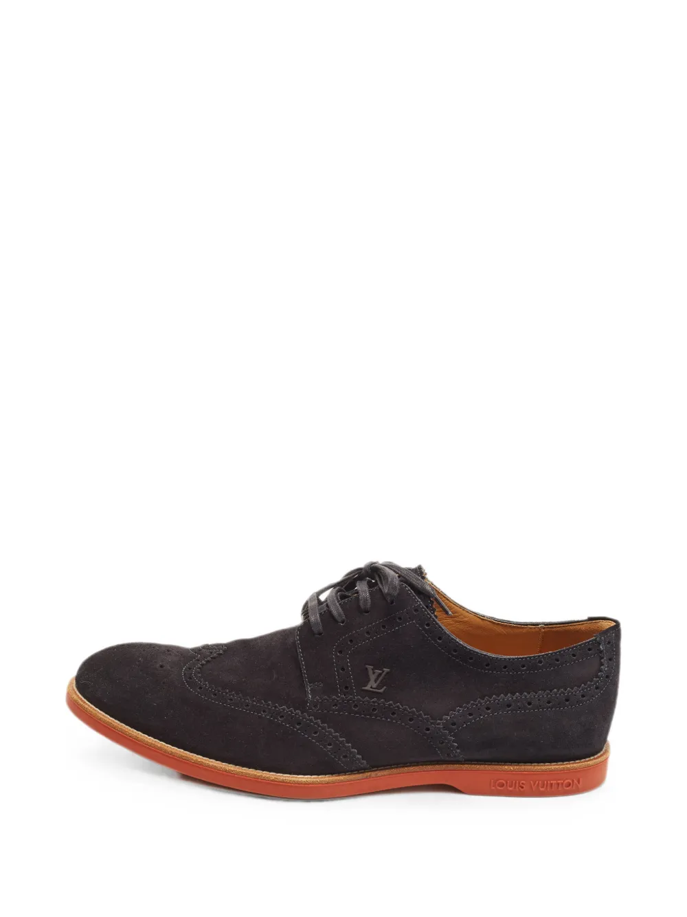 Louis Vuitton Pre-Owned brogue-detail suede derby shoes - Blau
