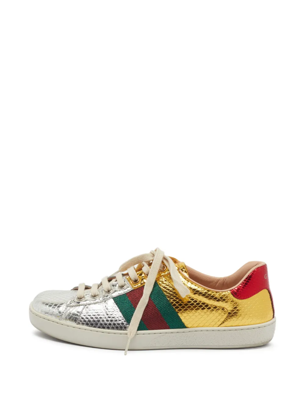 Gucci Pre-Owned Ace Web Sneakers - Gold