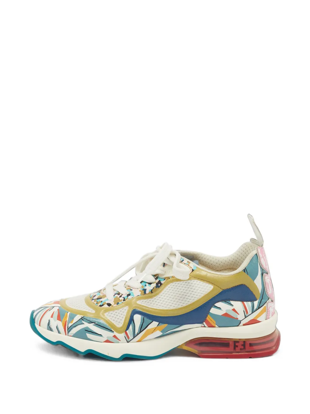 Fendi Pre-Owned Ffast tropical-print low-top sneakers - Bianco