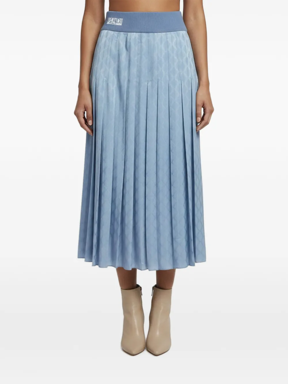 Fendi Pre-Owned jacquard pleated midi skirt - Blu