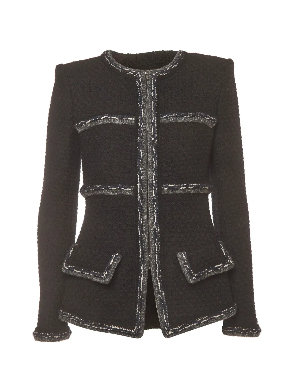 CHANEL Pre-Owned tweed zip-up jacket - Schwarz