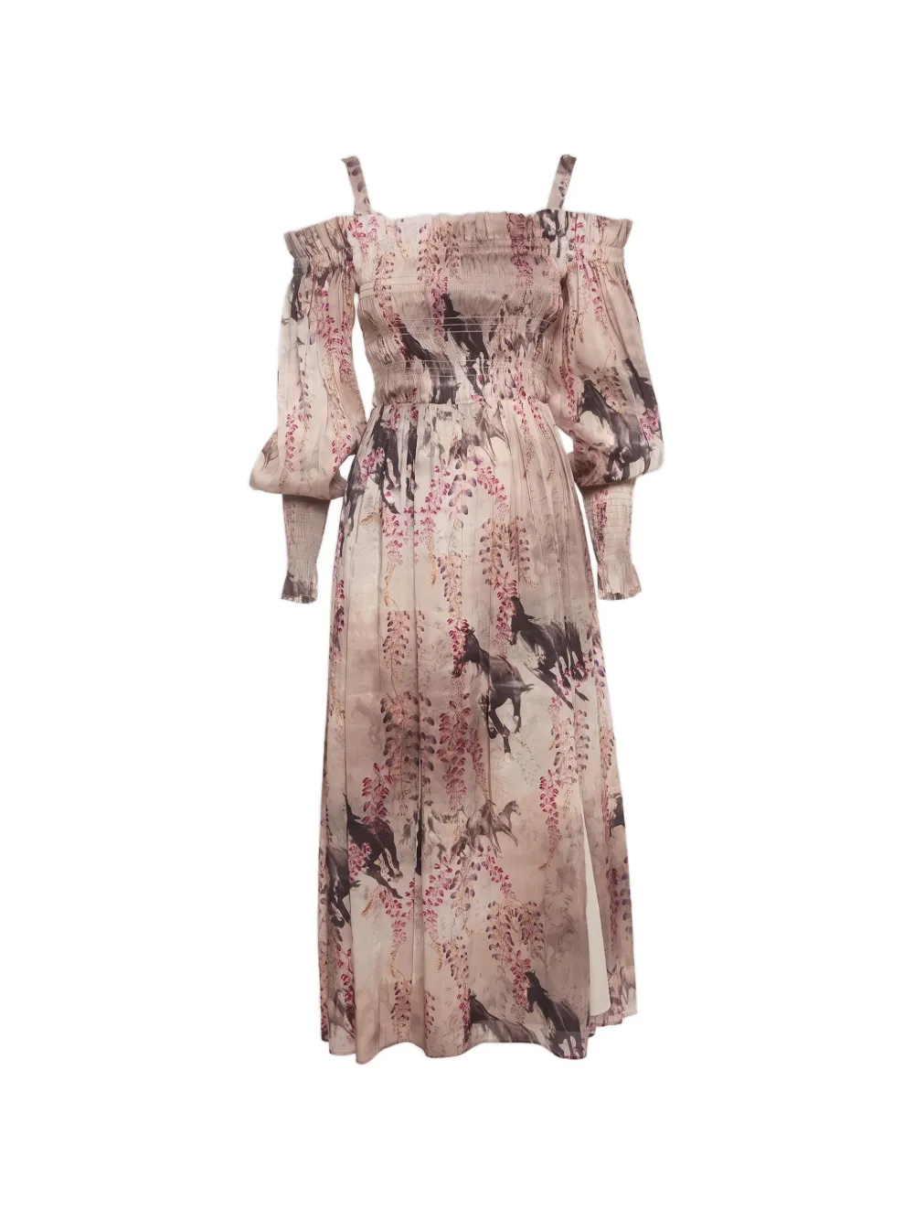 AllSaints Lary Dionne floral-print midi dress - Toni neutri