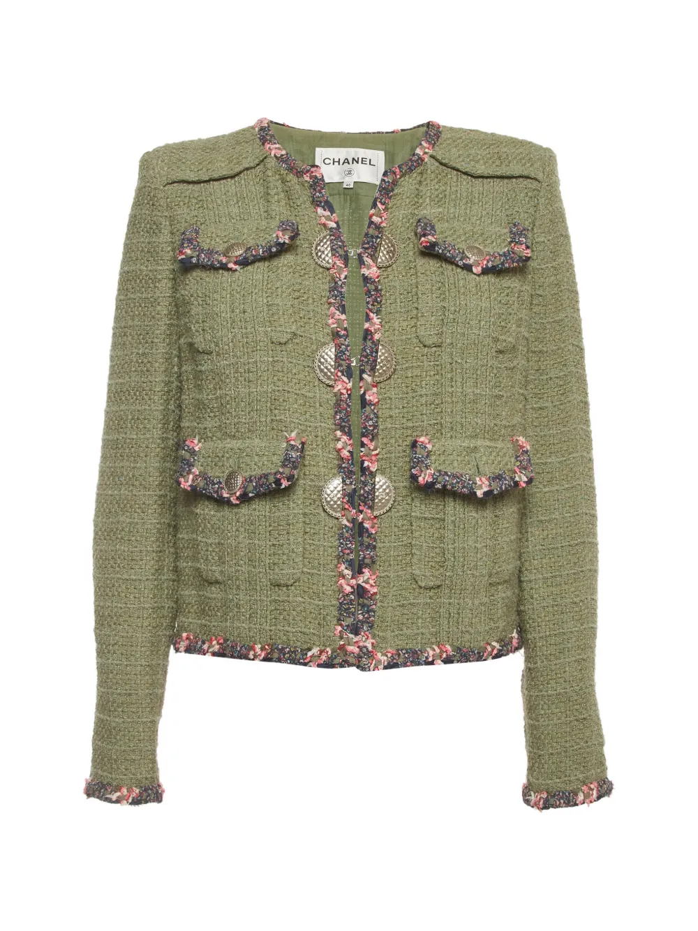CHANEL Pre-Owned contrast-trim jacket - Grün