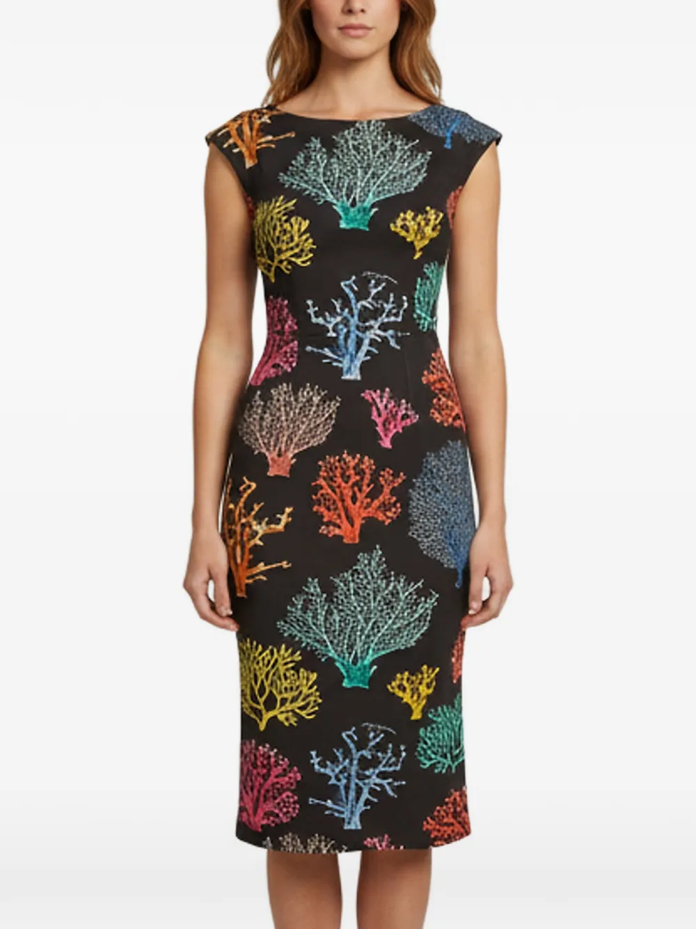 Dolce & Gabbana Pre-Owned coral-print sleeveless midi dress - Schwarz