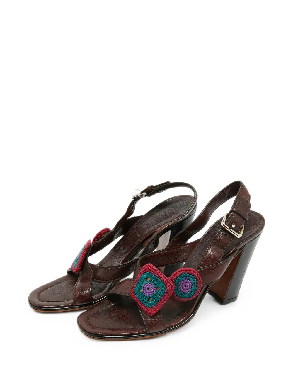 Prada Pre-Owned crochet-detail slingback sandals - Braun