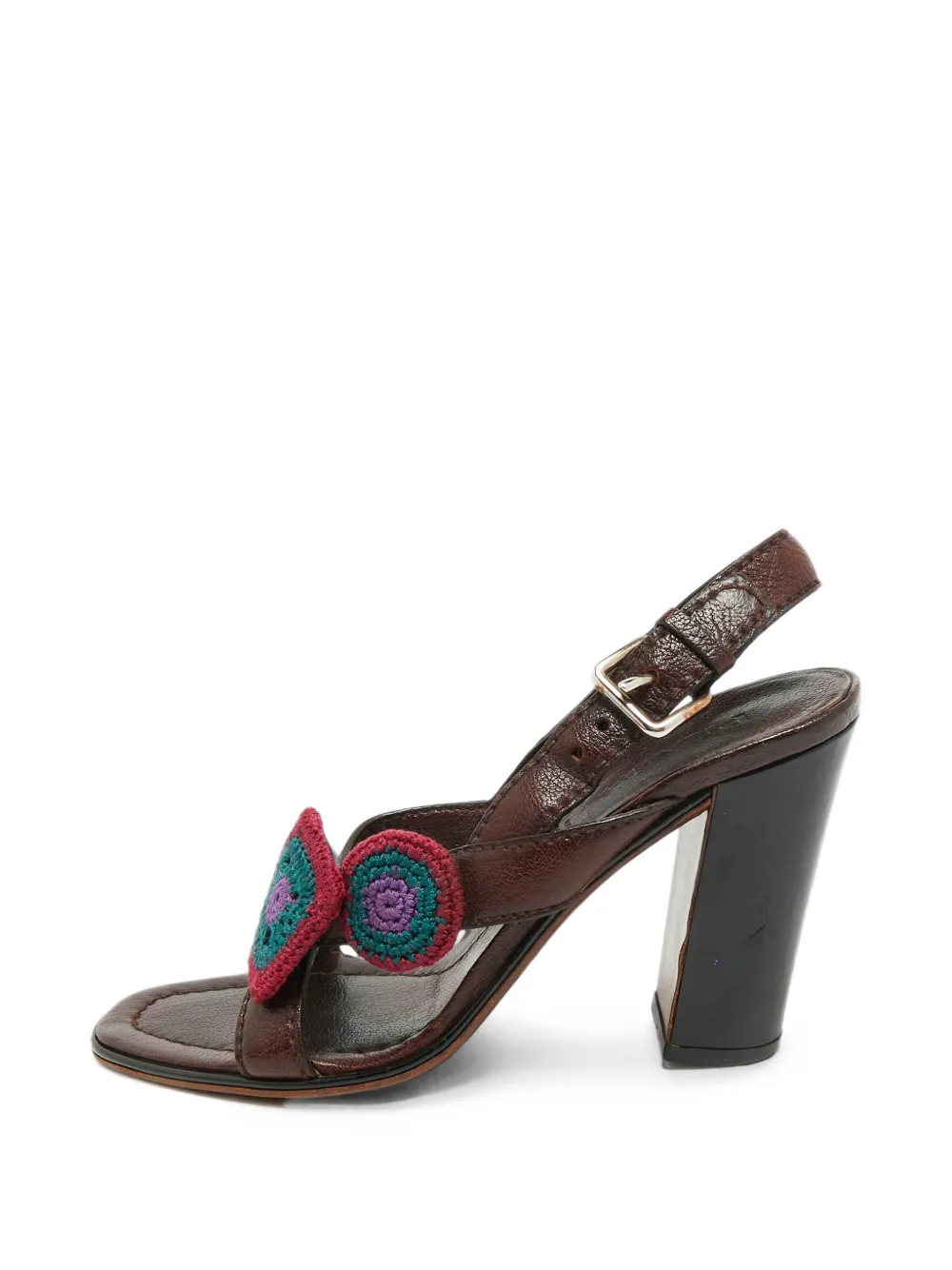 Prada Pre-Owned crochet-detail slingback sandals - Marrone