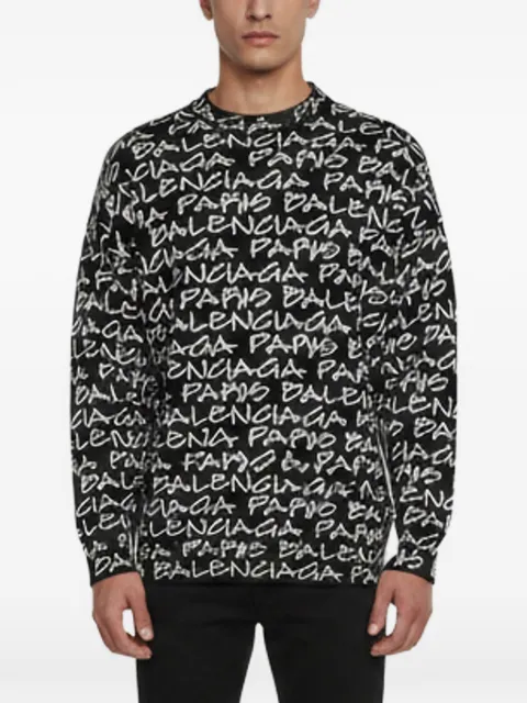 Balenciaga Pre-Owned logo-print intarsia sweater