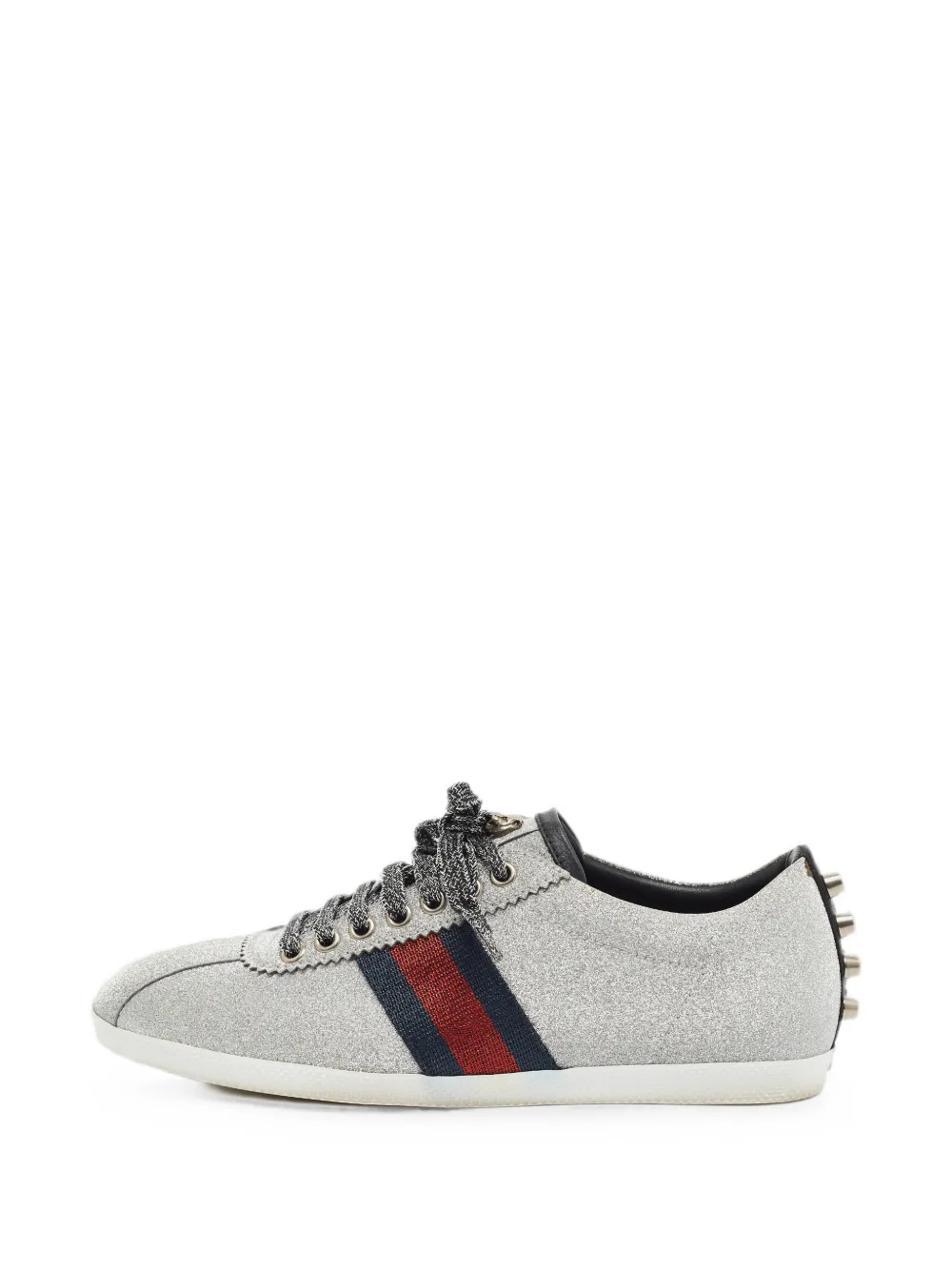 Gucci Pre-Owned Web stripe studded sneakers - Silber