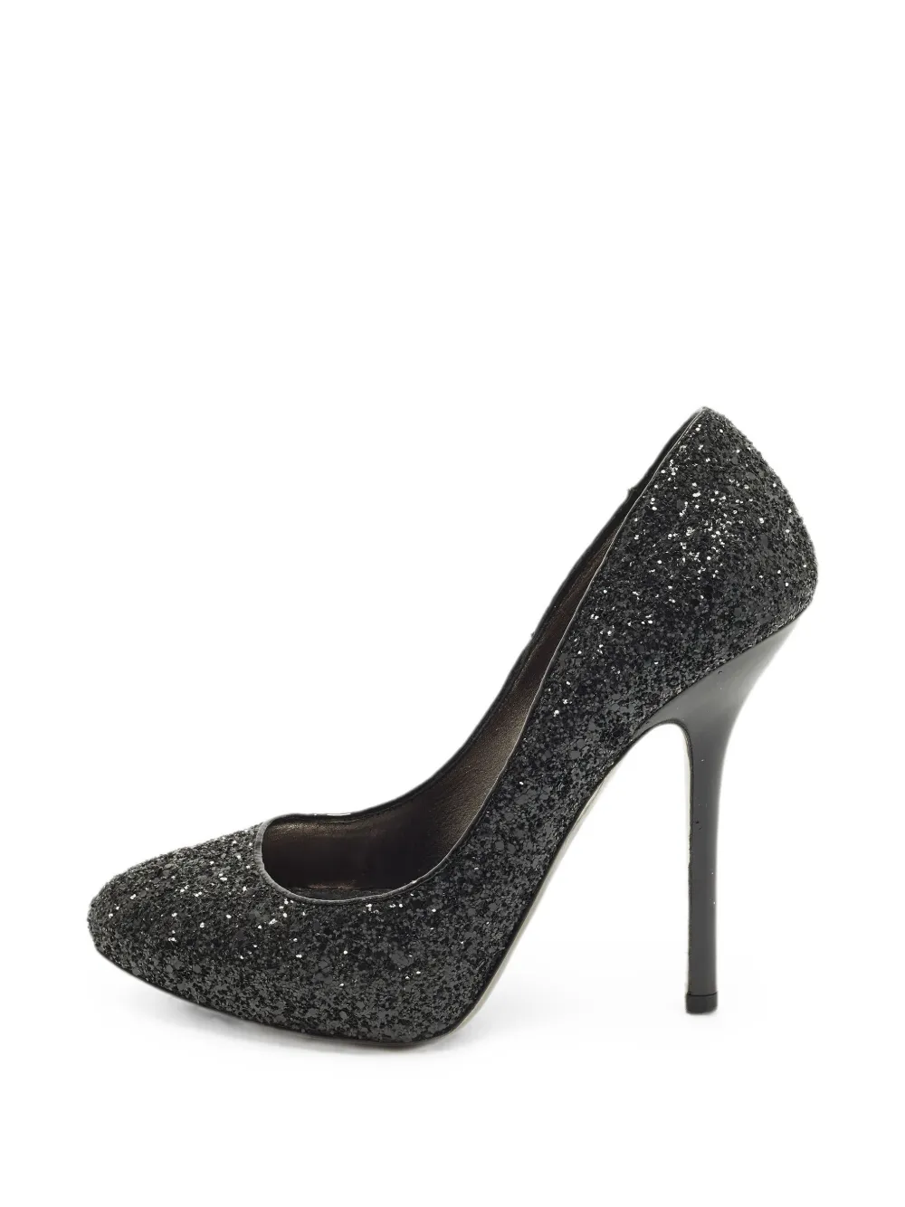 Miu Miu Pre-Owned glitter round-toe pumps - Schwarz