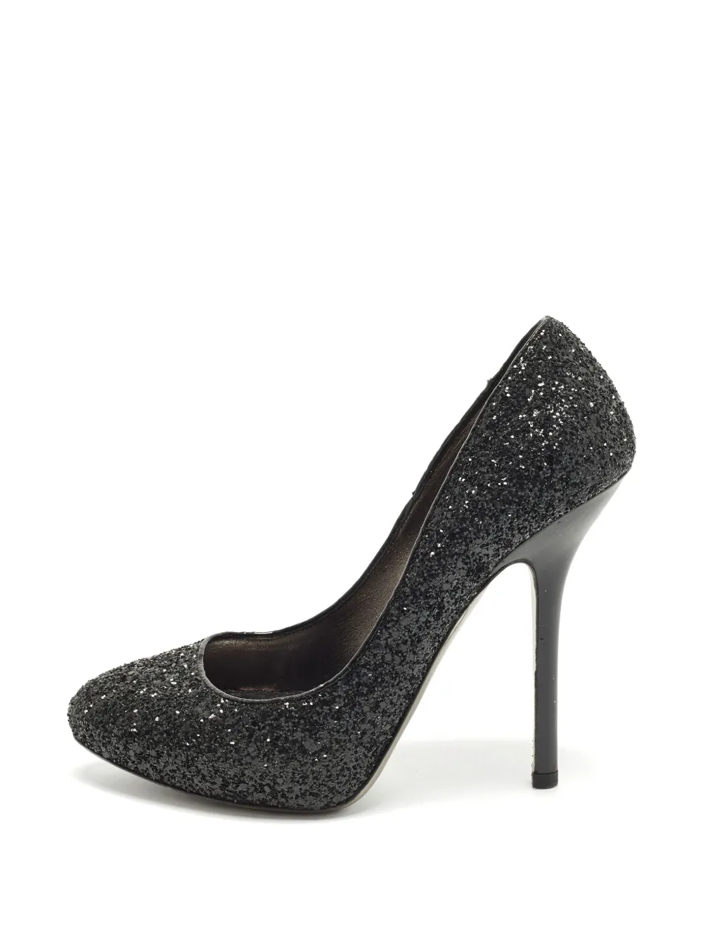 Miu Miu Pre-Owned glitter round-toe pumps - Schwarz
