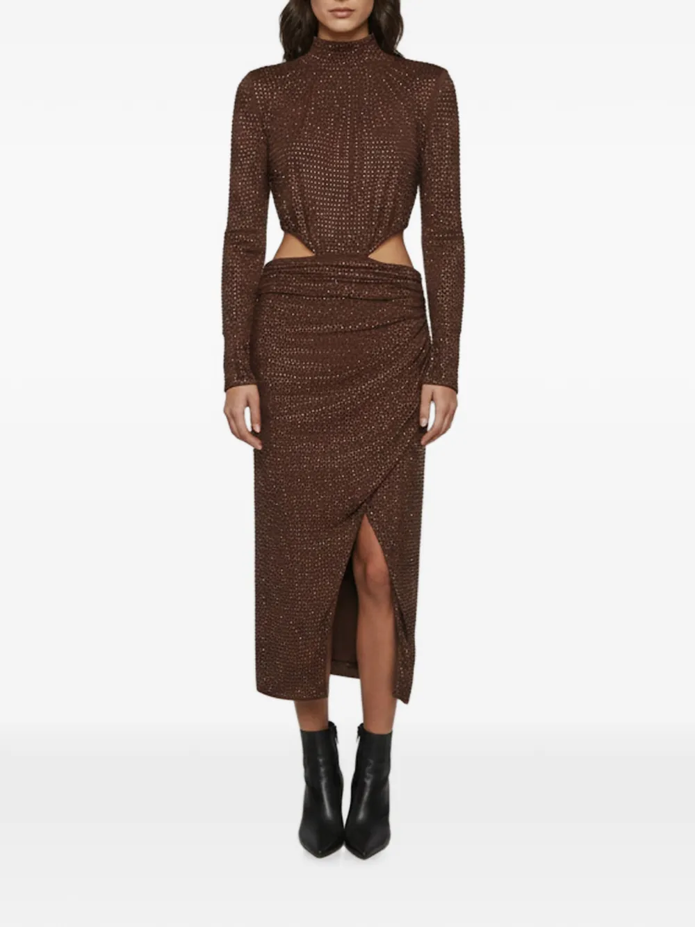 Self-Portrait embellished cut-out midi dress - Braun